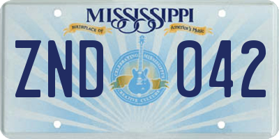 MS license plate ZND042