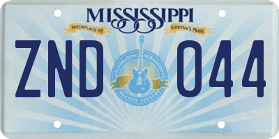 MS license plate ZND044