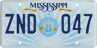 MS license plate ZND047