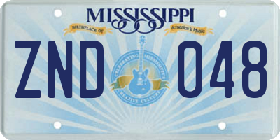 MS license plate ZND048