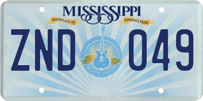 MS license plate ZND049