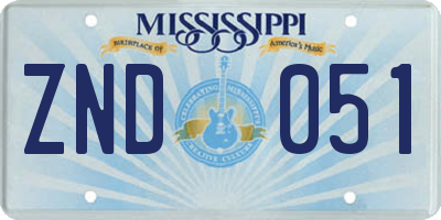MS license plate ZND051