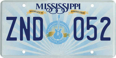 MS license plate ZND052