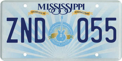 MS license plate ZND055