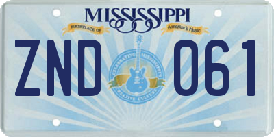 MS license plate ZND061