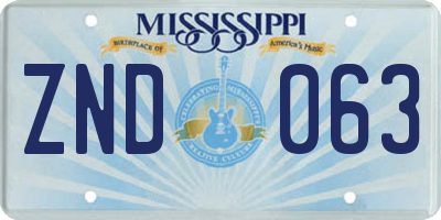 MS license plate ZND063