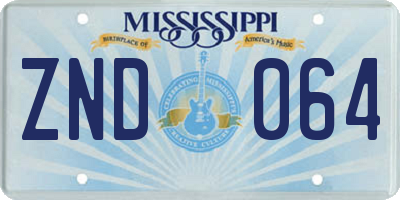 MS license plate ZND064