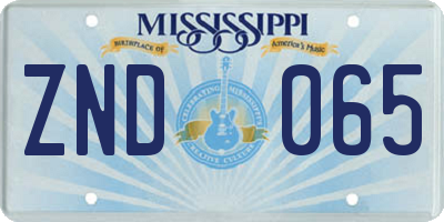 MS license plate ZND065