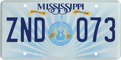 MS license plate ZND073