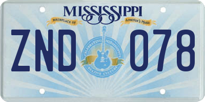 MS license plate ZND078