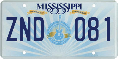 MS license plate ZND081