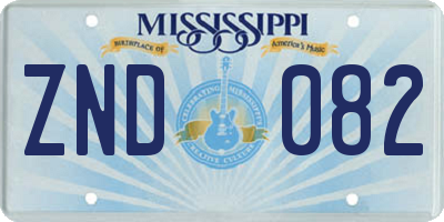 MS license plate ZND082