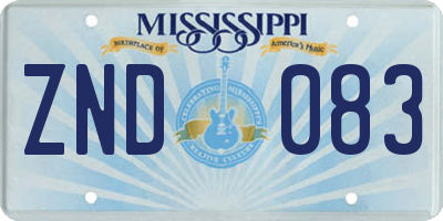 MS license plate ZND083