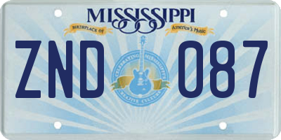 MS license plate ZND087