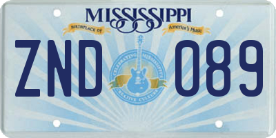 MS license plate ZND089