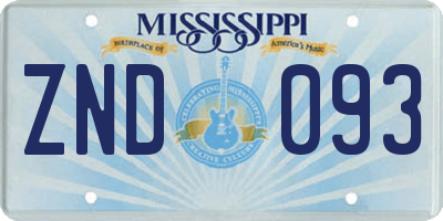 MS license plate ZND093