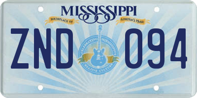 MS license plate ZND094