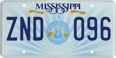 MS license plate ZND096