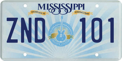 MS license plate ZND101