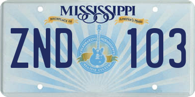 MS license plate ZND103