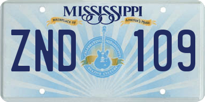 MS license plate ZND109