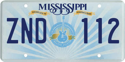 MS license plate ZND112