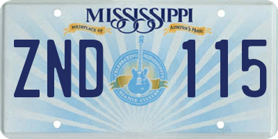 MS license plate ZND115