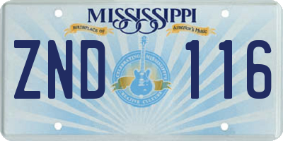 MS license plate ZND116