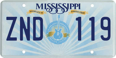MS license plate ZND119