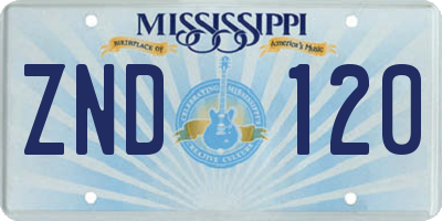 MS license plate ZND120