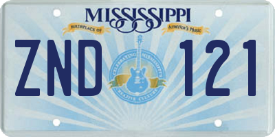 MS license plate ZND121