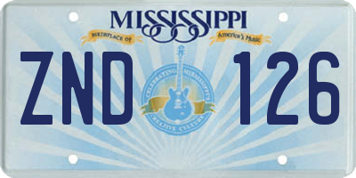 MS license plate ZND126