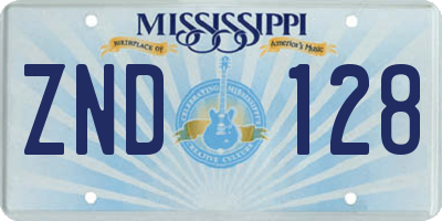 MS license plate ZND128
