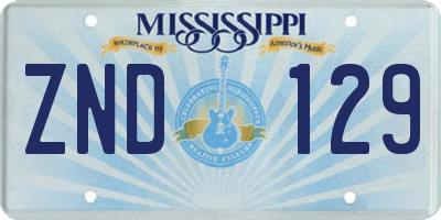 MS license plate ZND129