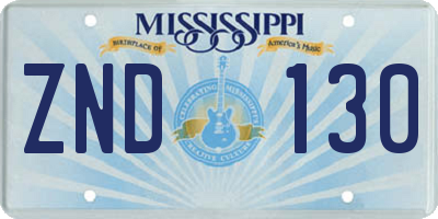 MS license plate ZND130