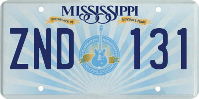 MS license plate ZND131
