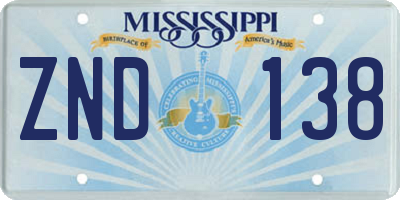 MS license plate ZND138