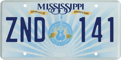MS license plate ZND141