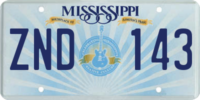 MS license plate ZND143