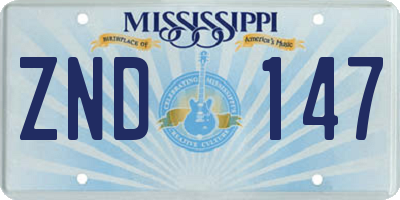 MS license plate ZND147