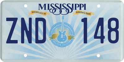 MS license plate ZND148