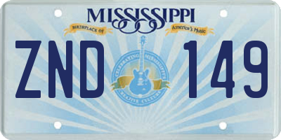 MS license plate ZND149