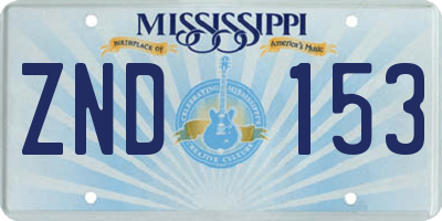 MS license plate ZND153