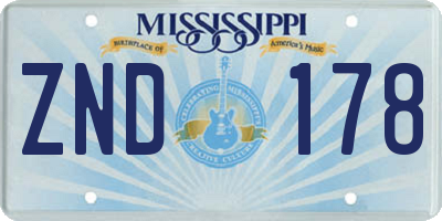 MS license plate ZND178