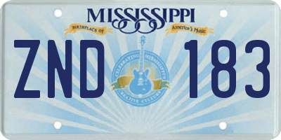 MS license plate ZND183