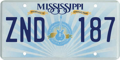 MS license plate ZND187