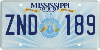 MS license plate ZND189