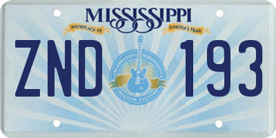 MS license plate ZND193