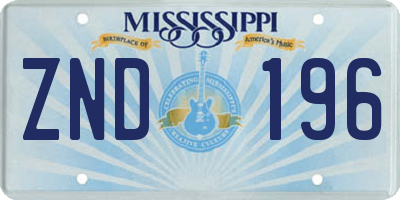 MS license plate ZND196