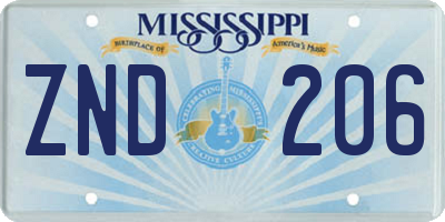 MS license plate ZND206